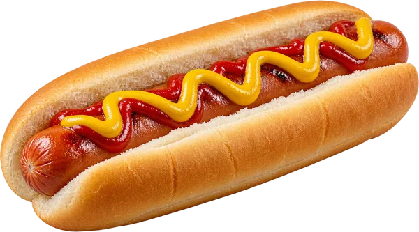 Hotdog me salçiçe, ketchup dhe mustardë
